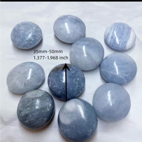 Blue Calcite Palm Stone - Approx: 1.96” - Picture 3 of 3
